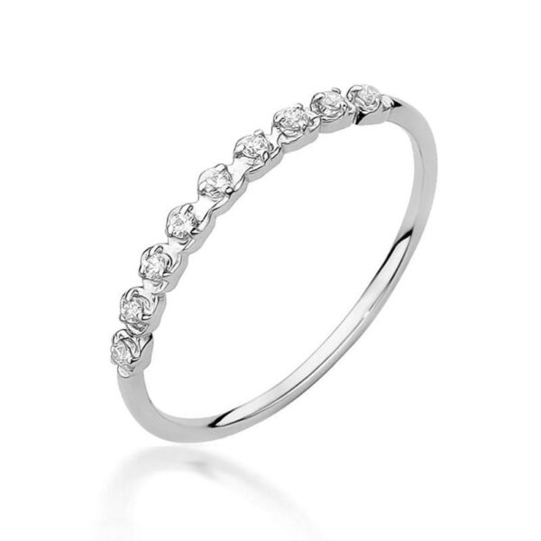 Białe Złoto Pierścionek z Diamentami 0,045 ct