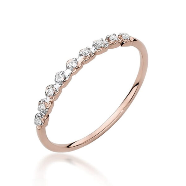 Różowe Złoto Pierścionek z Diamentami 0,045 ct