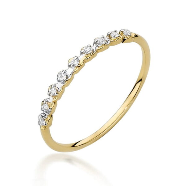 Żółte Złoto Pierścionek z Diamentami 0,045 ct