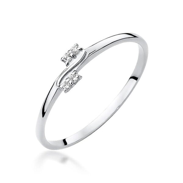Białe Złoto Pierścionek z Diamentami 0,034 ct