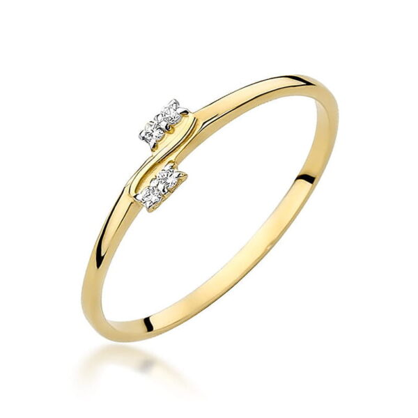Żółte Złoto Pierścionek z Diamentami 0,034 ct
