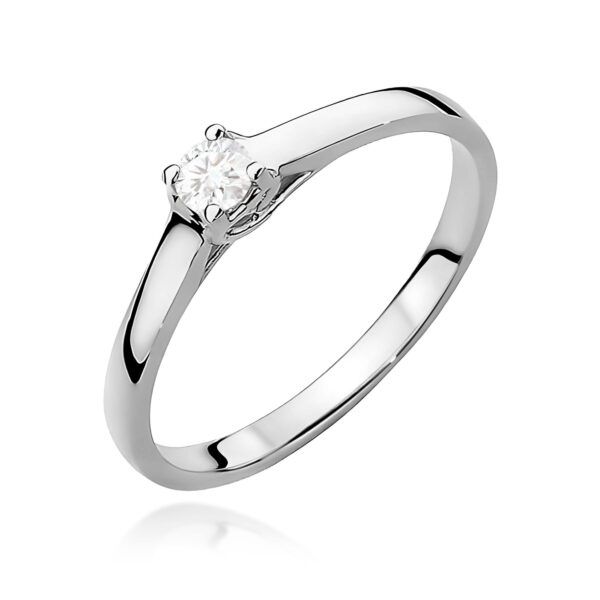 Białe Złoto Pierścionek z Diamentem 0,12 ct