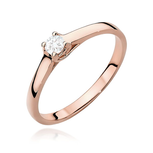 Różowe Złoto Pierścionek z Diamentem 0,12 ct