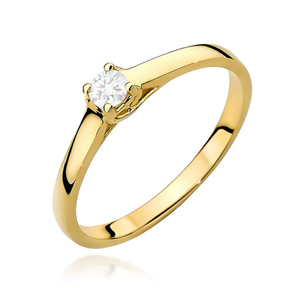 Żółte Złoto Pierścionek z Diamentem 0,12 ct