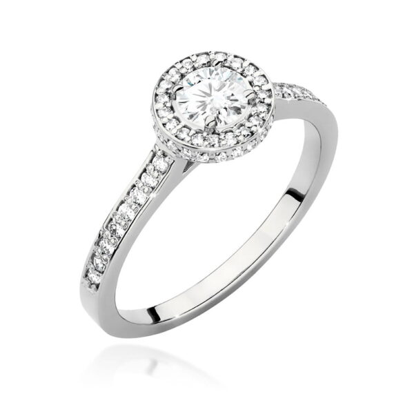 Białe Złoto Pierścionek z Diamentem 0,40 ct