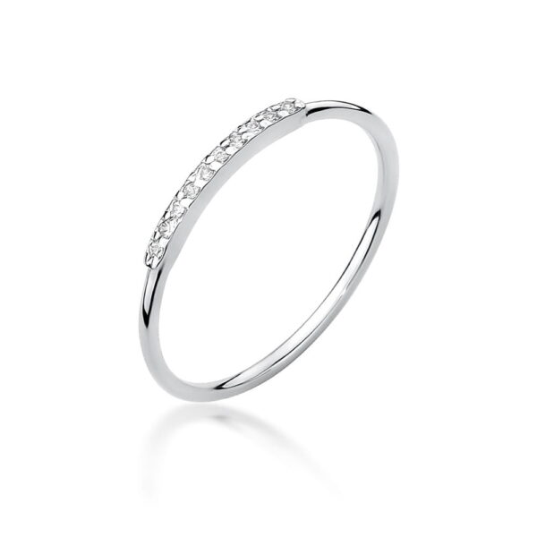 Białe Złoto Pierścionek z Diamentami 0,05 ct