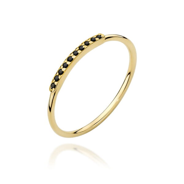 Żółte Złoto Pierścionek z Czarnymi Diamentami 0,05 ct