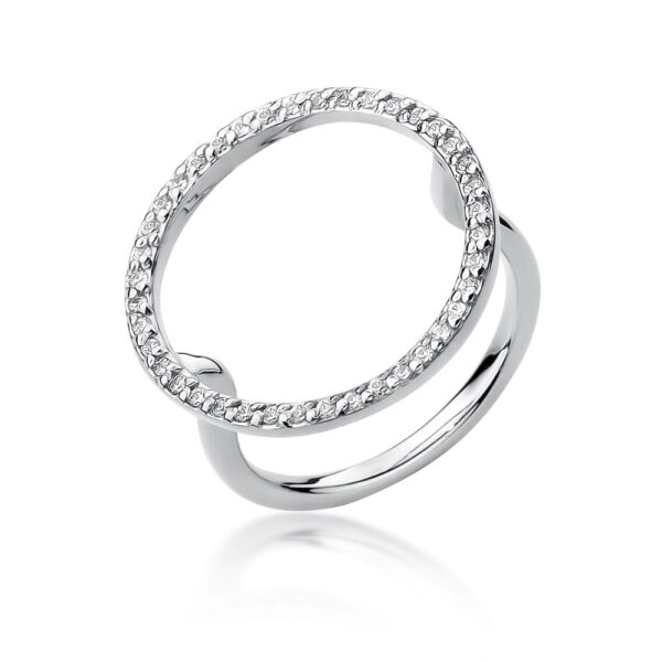 Białe Złoto Pierścionek z Diamentami 0,20 ct