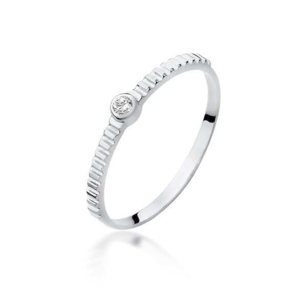 Białe Złoto Pierścionek z Diamentem 0,04 ct