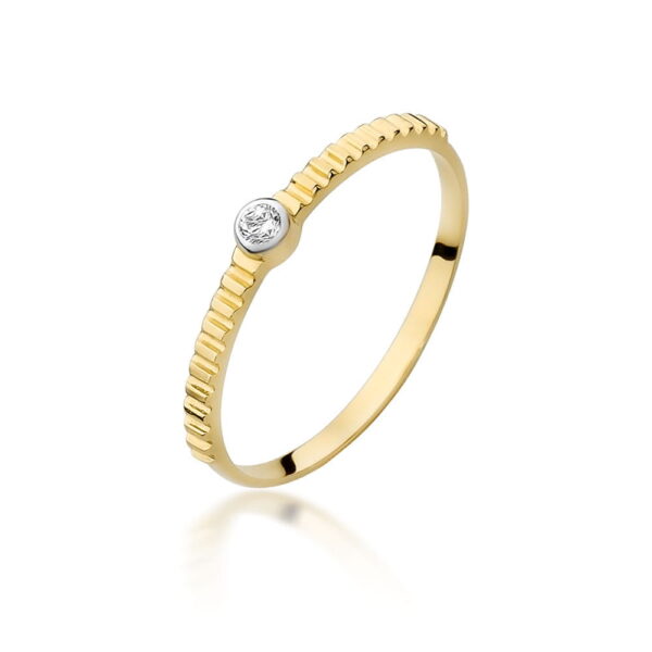 Żółte Złoto Pierścionek z Diamentem 0,04 ct