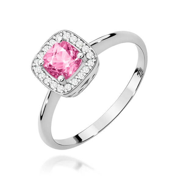 Białe Złoto Pierścionek z Topazem Różowym 0,65 ct