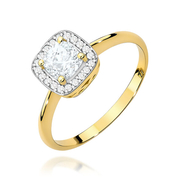 Żółte Złoto Pierścionek z Białym Szafirem 0,70 ct