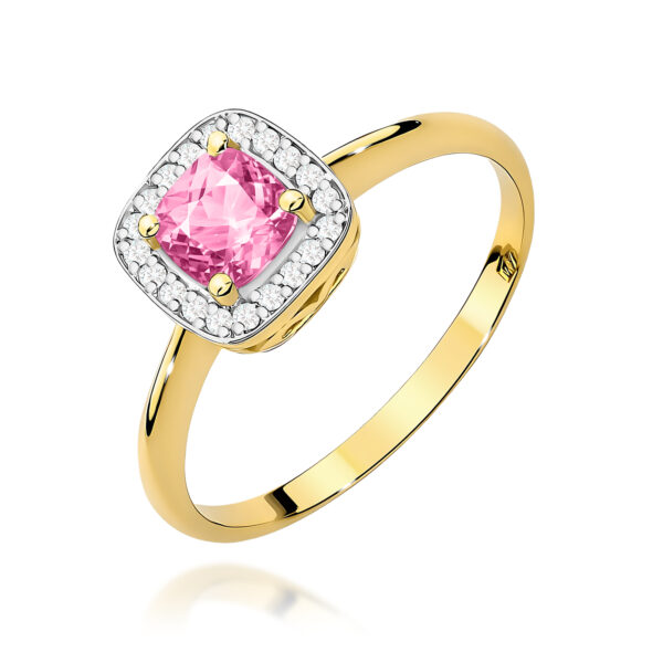 Żółte Złoto Pierścionek z Topazem Różowym 0,65 ct