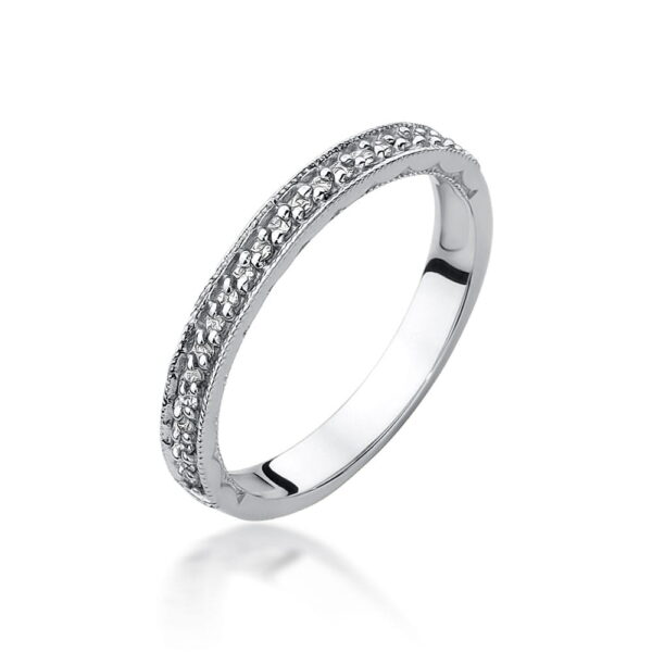 Białe Złoto Pierścionek z Diamentami 0,105 ct