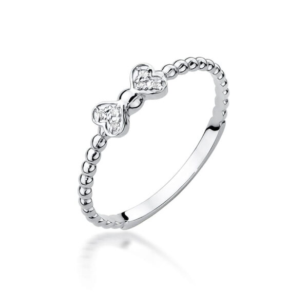 Białe Złoto Pierścionek z Diamentami 0,03 ct