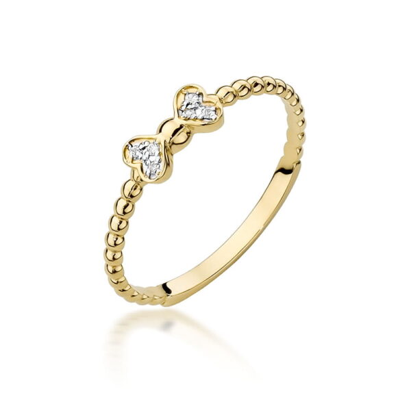 Żółte Złoto Pierścionek z Diamentami 0,03 ct