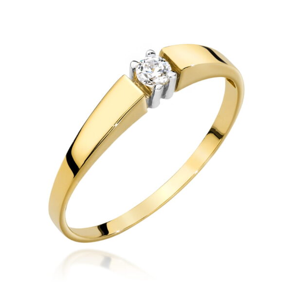Żółte Złoto Pierścionek z Diamentem 0,10 ct