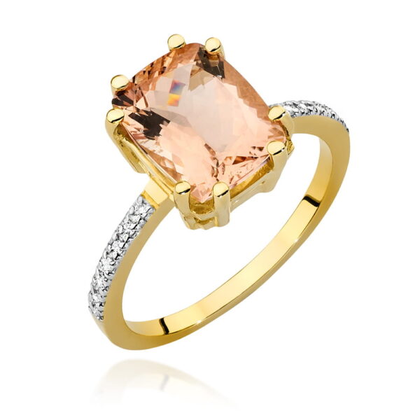 Żółte Złoto Pierścionek z Morganitem 2,80 ct