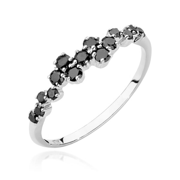 Białe Złoto Pierścionek z Czarnymi Diamentami 0,326 ct