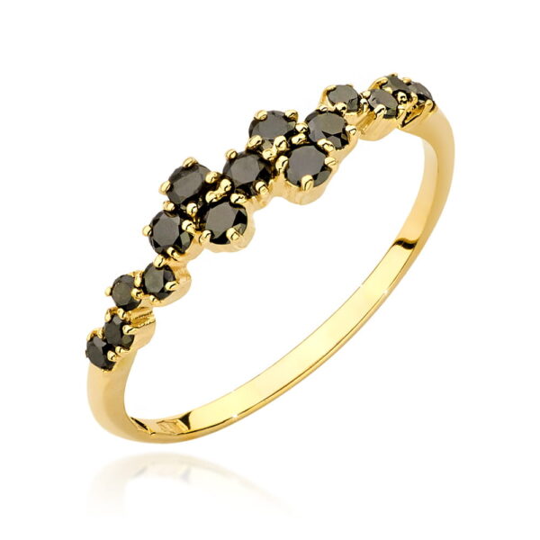 Żółte Złoto Pierścionek z Czarnymi Diamentami 0,326 ct