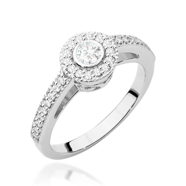 Białe Złoto Pierścionek z Diamentem 0,15 ct