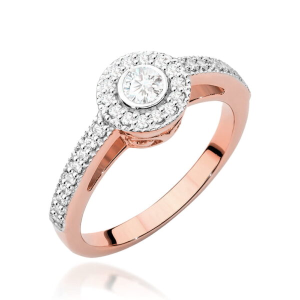 Różowe Złoto Pierścionek z Diamentem 0,15 ct