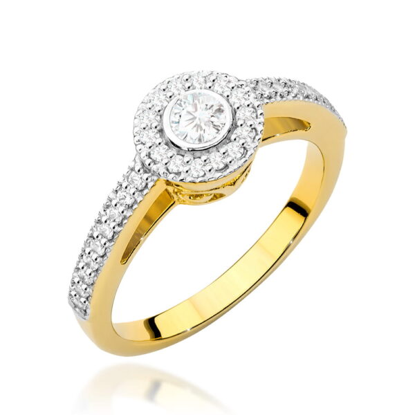 Żółte Złoto Pierścionek z Diamentem 0,15 ct