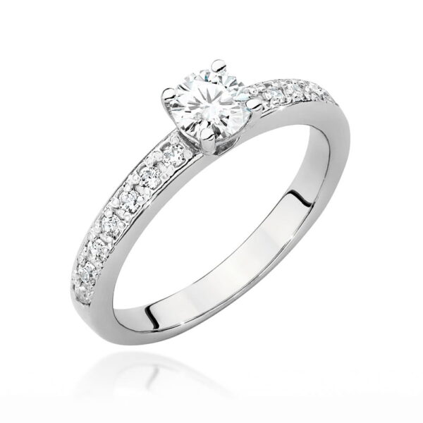 Białe Złoto Pierścionek z Diamentem 0,40 ct