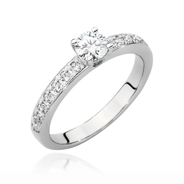 Białe Złoto Pierścionek z Diamentem 0,50 ct