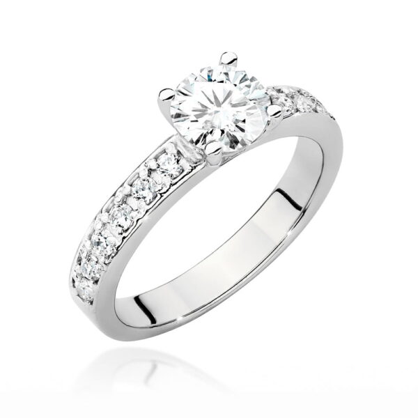 Białe Złoto Pierścionek z Diamentem 0,70 ct