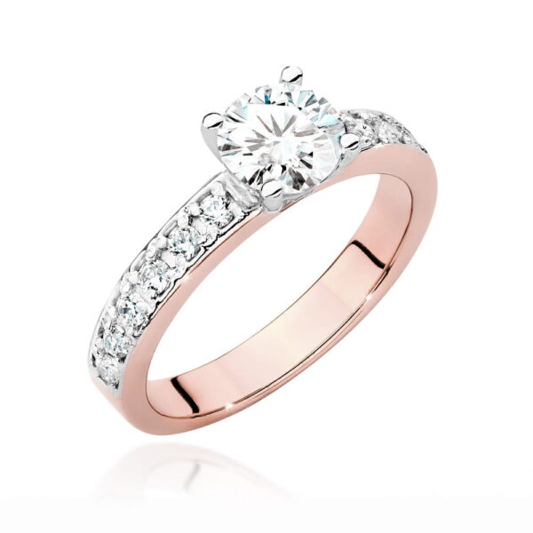 Różowe Złoto Pierścionek z Diamentem 0,70 ct
