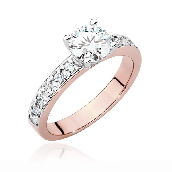Różowe Złoto Pierścionek z Diamentem 1,00 ct