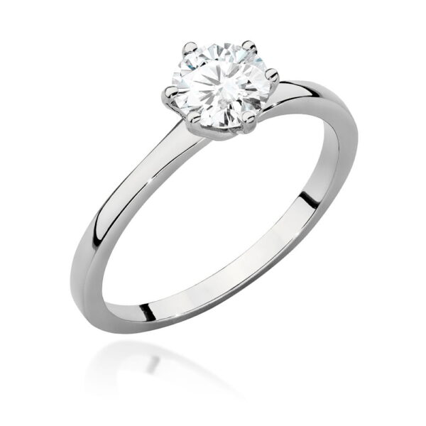 Białe Złoto Pierścionek z Diamentem 0,70 ct