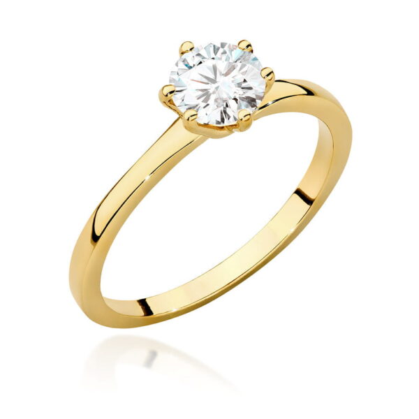 Żółte Złoto Pierścionek z Diamentem 0,70 ct