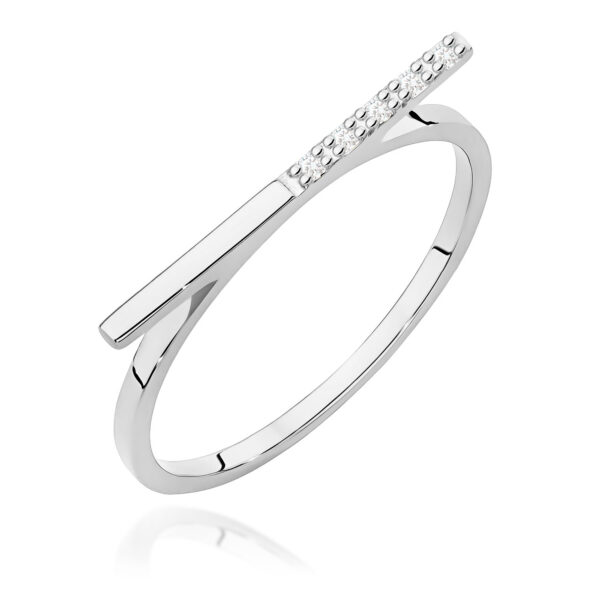 Białe Złoto Pierścionek z Diamentami 0,025 ct