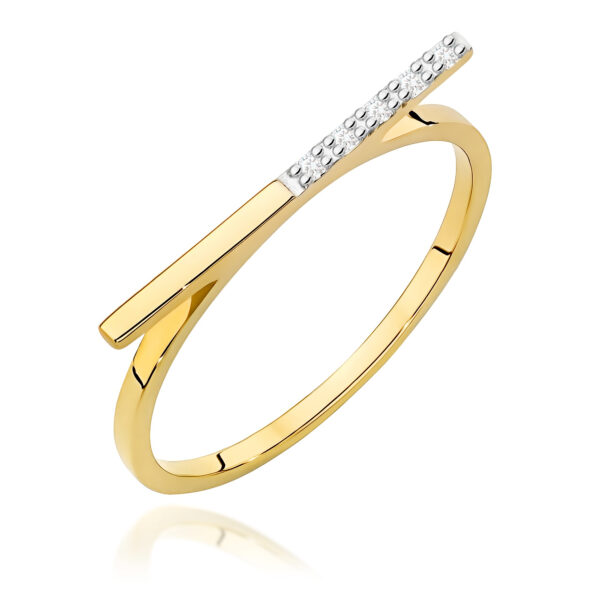 Żółte Złoto Pierścionek z Diamentami 0,025 ct