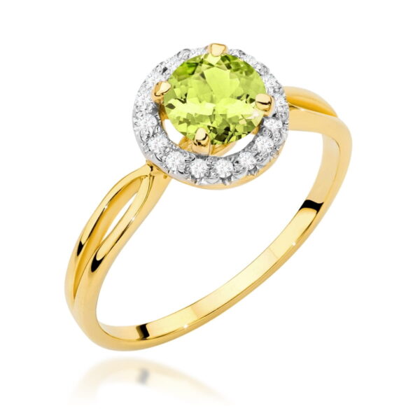 Żółte Złoto Pierścionek z Oliwinem 0,90 ct