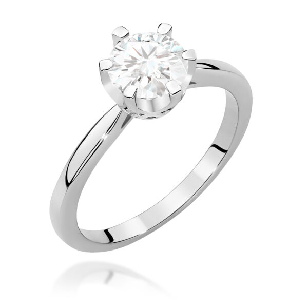 Białe Złoto Pierścionek z Diamentem 1,00 ct