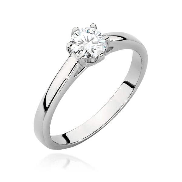 Białe Złoto Pierścionek z Diamentem 0,40 ct