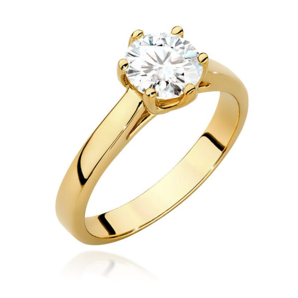 Żółte Złoto Pierścionek z Diamentem 1,00 ct