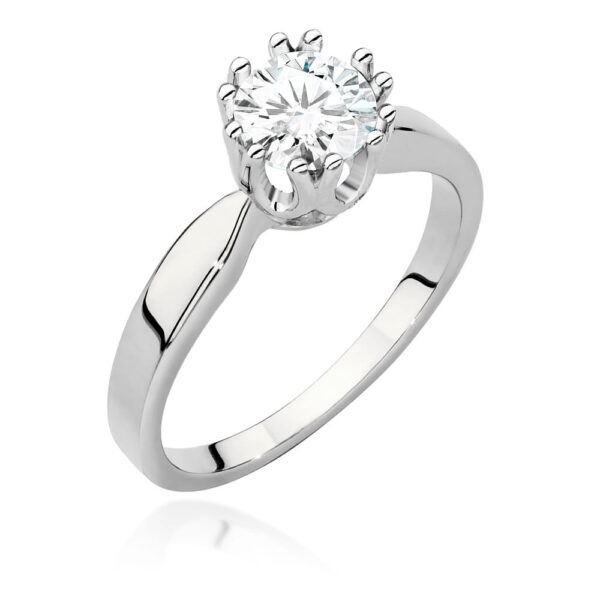 Białe Złoto Pierścionek z Diamentem 0,70 ct