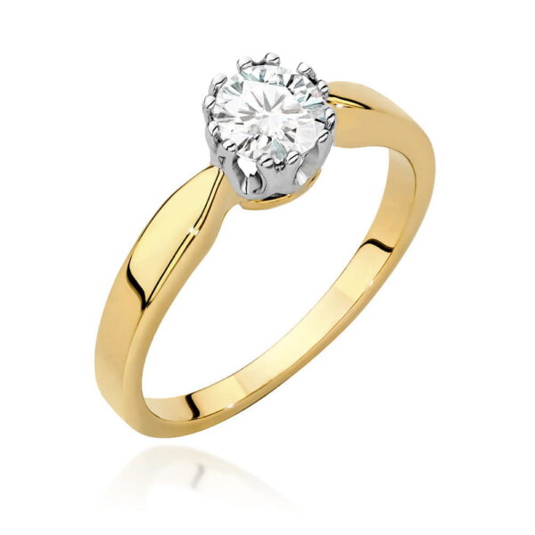 Żółte Złoto Pierścionek z Diamentem 0,50 ct