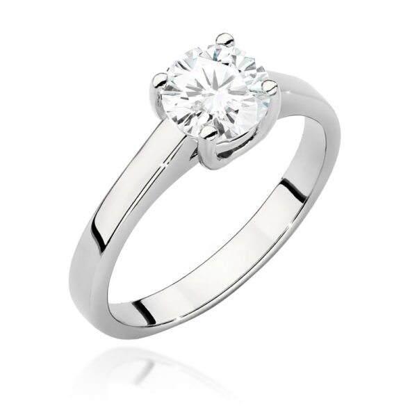 Białe Złoto Pierścionek z Diamentem 1,00 ct