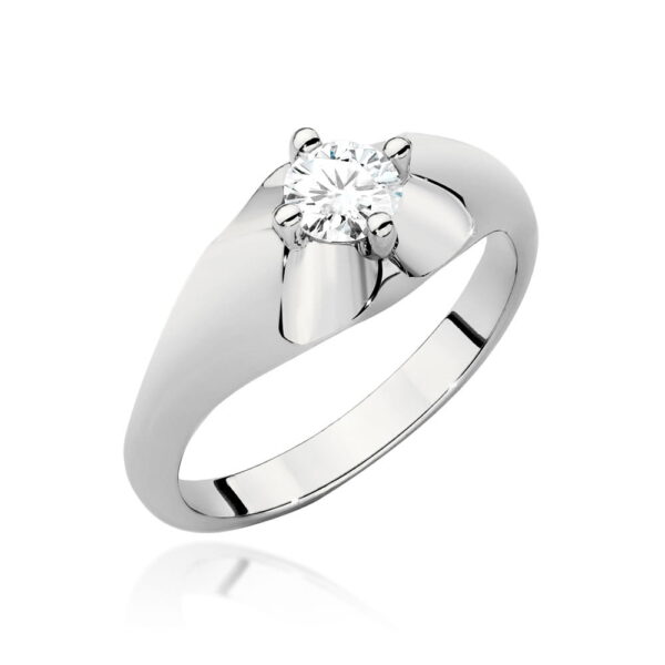 Białe Złoto Pierścionek z Diamentem 0,40 ct