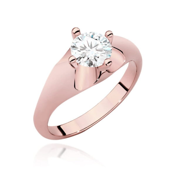 Różowe Złoto Pierścionek z Diamentem 0,70 ct