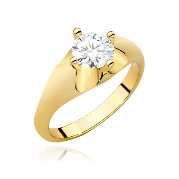 Żółte Złoto Pierścionek z Diamentem 0,70 ct