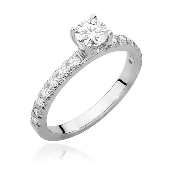 Białe Złoto Pierścionek z Diamentem 0,40 ct