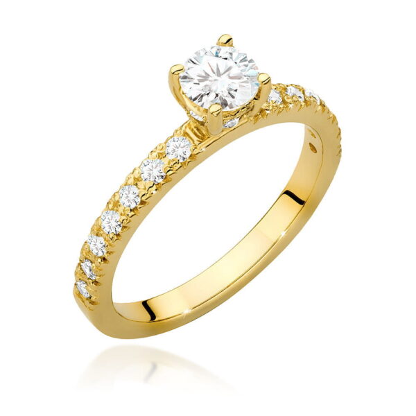Żółte Złoto Pierścionek z Diamentem 0,40 ct