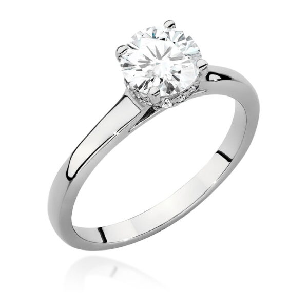 Białe Złoto Pierścionek z Diamentem 1,00 ct