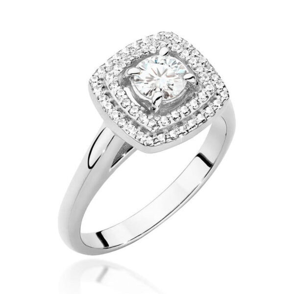 Białe Złoto Pierścionek z Diamentem 0,40 ct